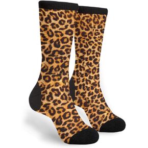 NGFF Leopard Print Men Women Casual Crazy Funny Athletic Fancy Novelty Graphic Crew Tube Socks Moisture Wicking Gift