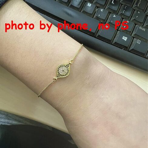 Dainty 14K Real Gold Plated Bracelet for Women Men, Adjustable Gold Chain Link Evil Eye Hamsa Hand Paperclip Butterfly Charm Bracelets for Women Jewelry in Saudi Arabia