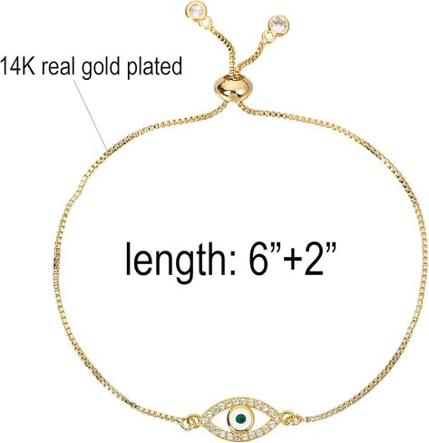 Dainty 14K Real Gold Plated Bracelet for Women Men, Adjustable Gold Chain Link Evil Eye Hamsa Hand Paperclip Butterfly Charm Bracelets for Women Jewelry in Kuwait