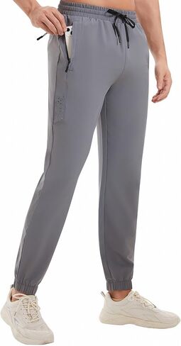 بنطلون رياضي للرجال من Trackpants مع جيوب بسحاب كاجوال للجري سريع الجفاف سروال رياضي S-3XL in Kuwait