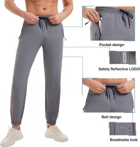 بنطلون رياضي للرجال من Trackpants مع جيوب بسحاب كاجوال للجري سريع الجفاف سروال رياضي S-3XL in Kuwait