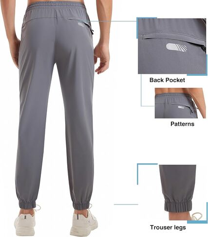 بنطلون رياضي للرجال من Trackpants مع جيوب بسحاب كاجوال للجري سريع الجفاف سروال رياضي S-3XL in Kuwait