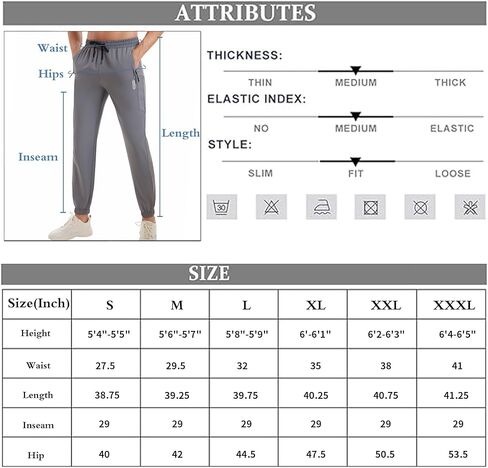 بنطلون رياضي للرجال من Trackpants مع جيوب بسحاب كاجوال للجري سريع الجفاف سروال رياضي S-3XL in Kuwait