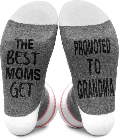 Get Promoted To Grandma Socks, New Grandmother Gifts, Pregnant Announcement Socks Size 5.5-11, Gifts for Families Friends on Mother's Day Birthday Thanksgiving Christmas Day - A26, Gray, 5.5-11 in Kuwait