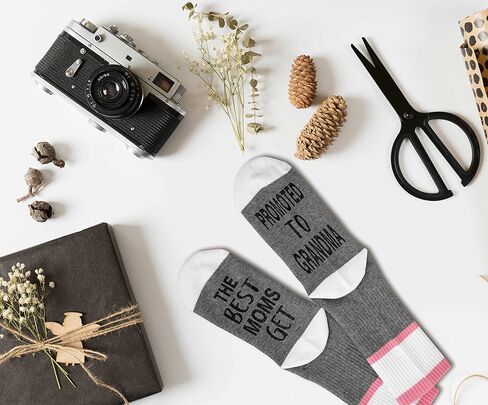 Get Promoted To Grandma Socks, New Grandmother Gifts, Pregnant Announcement Socks Size 5.5-11, Gifts for Families Friends on Mother's Day Birthday Thanksgiving Christmas Day - A26, Gray, 5.5-11 in Kuwait