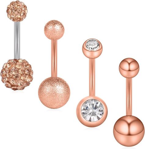 Ruifan 14G Cubic Zirconia Ball Belly Button Rings Navel Barbell Body Jewelry Piercing 4-6PCS in Saudi Arabia
