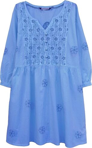 Megha Pure Cotton Hand Embroidered and Printed Tunic Top Blouse in Saudi Arabia