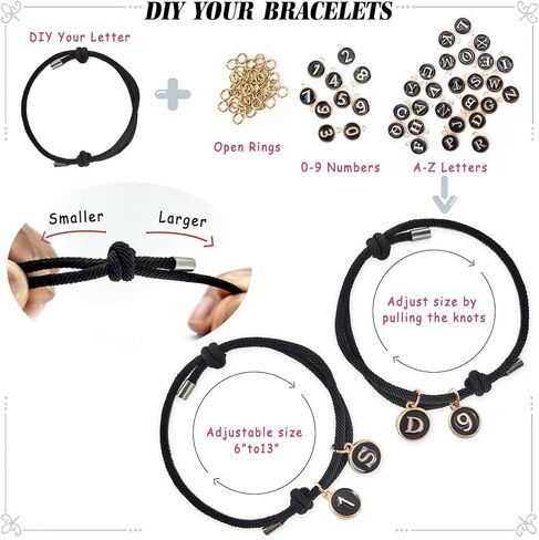 Matching Bracelets for Couples, Pinky Promise Bracelet with A-Z Pendant Letters, Gift for Boyfriend Girlfriend Best Friend with Cute Heart Matching Bracelet in Saudi Arabia