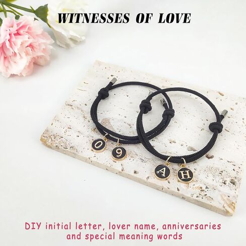 Matching Bracelets for Couples, Pinky Promise Bracelet with A-Z Pendant Letters, Gift for Boyfriend Girlfriend Best Friend with Cute Heart Matching Bracelet in Saudi Arabia