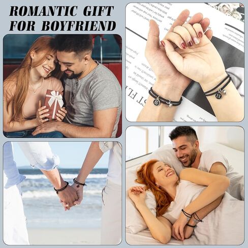 Matching Bracelets for Couples, Pinky Promise Bracelet with A-Z Pendant Letters, Gift for Boyfriend Girlfriend Best Friend with Cute Heart Matching Bracelet in Saudi Arabia