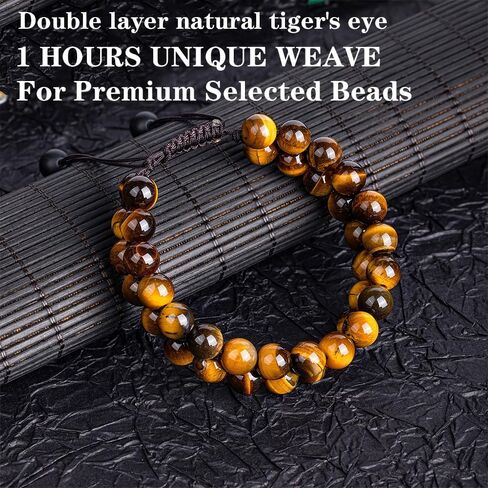 Triple Protection Bracelet for Men and Women,Tiger Eye Black Onyx and Lava Rock 8mm Handmade Beaded Bracelets,Crystal Jewelry Stone Bracelets Bring Luck and Prosperity and Happiness in Kuwait