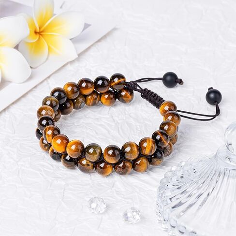 Triple Protection Bracelet for Men and Women,Tiger Eye Black Onyx and Lava Rock 8mm Handmade Beaded Bracelets,Crystal Jewelry Stone Bracelets Bring Luck and Prosperity and Happiness in Kuwait