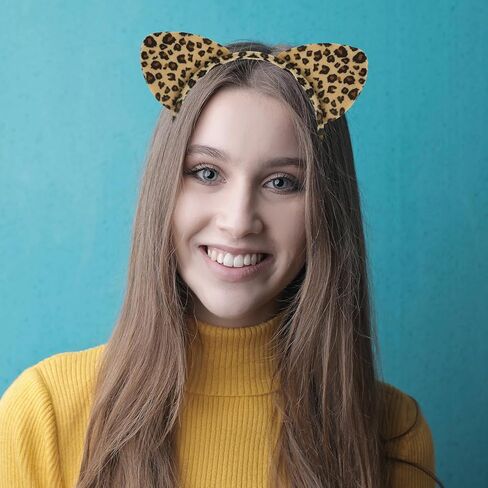 عصابات رأس على شكل قطة من Ondder للنساء، عصابات رأس بطباعة الفهد للفتيات، عصابات رأس لطيفة للحفلات التنكرية in Kuwait