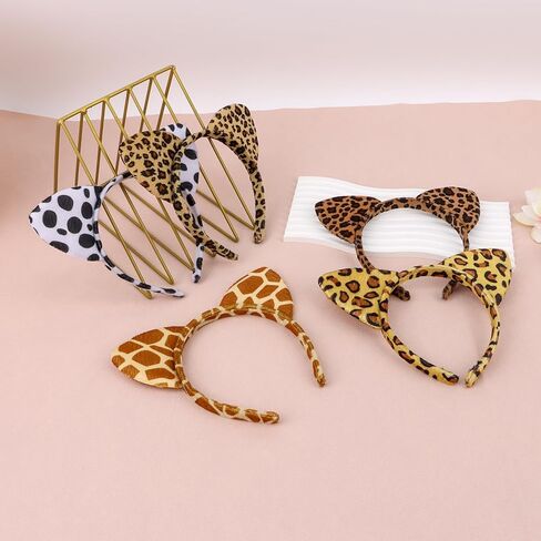 عصابات رأس على شكل قطة من Ondder للنساء، عصابات رأس بطباعة الفهد للفتيات، عصابات رأس لطيفة للحفلات التنكرية in Kuwait