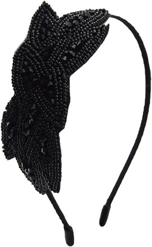 YALLNASL Vintage 1920s Flapper Headband for Women حجر الراين مطرز عصابات الرأس لا تنزلق 1920 Flapper Hair Band Accessories Crystal Leaf Headbands زي حفلة فلابر قطعة الرأس in Saudi Arabia