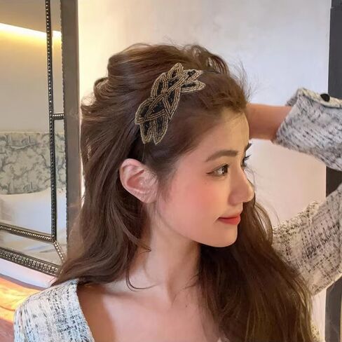 YALLNASL Vintage 1920s Flapper Headband for Women حجر الراين مطرز عصابات الرأس لا تنزلق 1920 Flapper Hair Band Accessories Crystal Leaf Headbands زي حفلة فلابر قطعة الرأس in Saudi Arabia