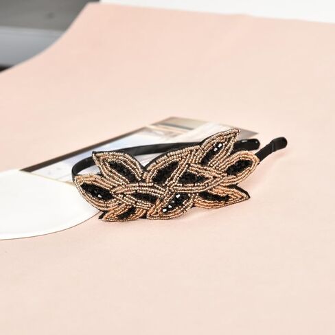 YALLNASL Vintage 1920s Flapper Headband for Women حجر الراين مطرز عصابات الرأس لا تنزلق 1920 Flapper Hair Band Accessories Crystal Leaf Headbands زي حفلة فلابر قطعة الرأس in Saudi Arabia