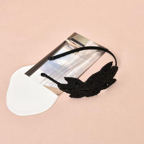 YALLNASL Vintage 1920s Flapper Headband for Women حجر الراين مطرز عصابات الرأس لا تنزلق 1920 Flapper Hair Band Accessories Crystal Leaf Headbands زي حفلة فلابر قطعة الرأس in Saudi Arabia