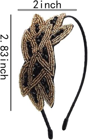 YALLNASL Vintage 1920s Flapper Headband for Women حجر الراين مطرز عصابات الرأس لا تنزلق 1920 Flapper Hair Band Accessories Crystal Leaf Headbands زي حفلة فلابر قطعة الرأس in Saudi Arabia