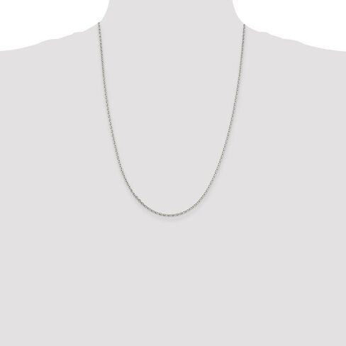 The Black Bow 2mm Sterling Silver Solid Beveled Oval Cable Chain Necklace in Saudi Arabia