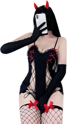 أزياء SINROYEE المثيرة للشيطان للنساء، ملابس داخلية يابانية، بيكيني أنيمي Kawaii لطيف للعب الأدوار، زي لوليتا المشاغب in Saudi Arabia