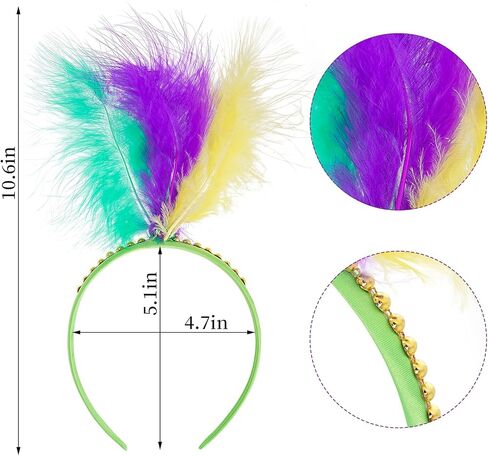 Yookat 8 Pieces Mardi Gras Outfits Mardi Gras Costume Accessories Mardi Gras Headband Earrings Beads Necklace for Women in Kuwait