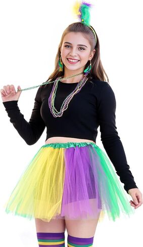 Yookat 8 Pieces Mardi Gras Outfits Mardi Gras Costume Accessories Mardi Gras Headband Earrings Beads Necklace for Women in Kuwait