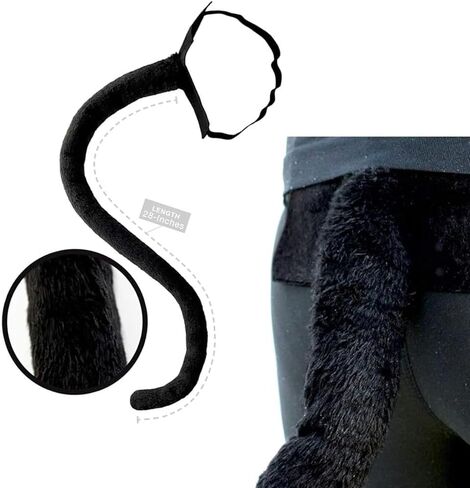 إكسسوارات زي القطة السوداء، قناع دانتيل، عصابة رأس للقطط، قفازات، قلادة وذيل in Kuwait