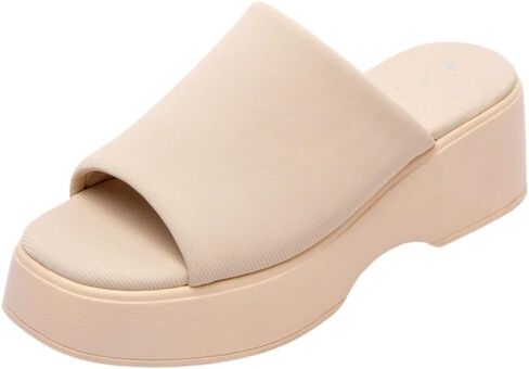 TruFox Women's Platform Sandals Wedge Slides Open Toe Comfort Padded Band Slip On in Saudi Arabia