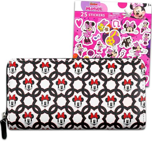 Disney Minnie Mouse Wallet - Bundle with Minnie Mouse Wallet for Women, Girls, Teens Plus Minnie Stickers Bags for Women in Saudi Arabia