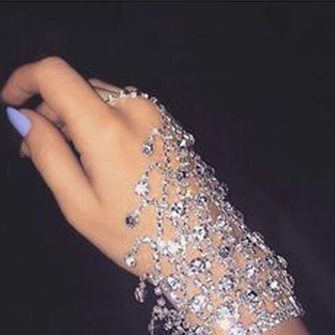 Finger Ring Bracelet for Women Rhinestone Hand Chain Bracelet with Ring Slave Bracelet Hand Harness Bracelet for Girls in Saudi Arabia