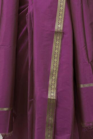 Dhoti and Angavastram Set with Golden Woven Paisley on Border in Saudi Arabia