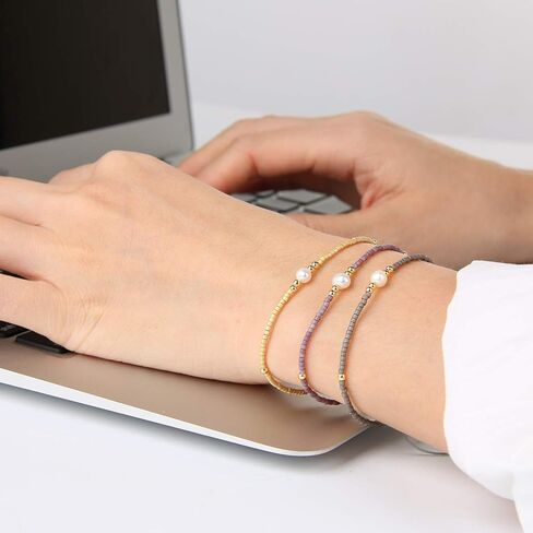 C·QUAN CHI New Pearl Beads Strand أسورة مصنوعة يدويا من نسيج ميوكي أساور الصداقة رفيعة قابلة للتعديل للفتيات أساور in Kuwait