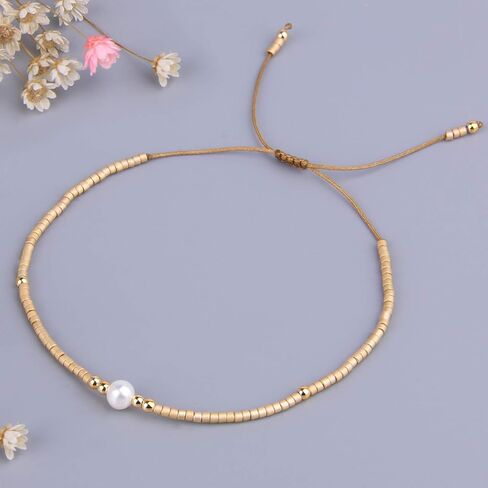 C·QUAN CHI New Pearl Beads Strand أسورة مصنوعة يدويا من نسيج ميوكي أساور الصداقة رفيعة قابلة للتعديل للفتيات أساور in Kuwait