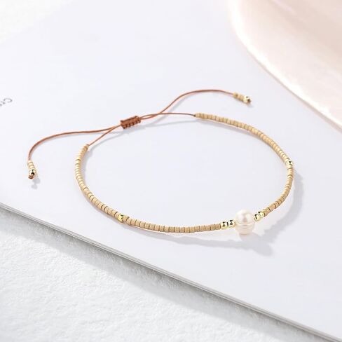 C·QUAN CHI New Pearl Beads Strand أسورة مصنوعة يدويا من نسيج ميوكي أساور الصداقة رفيعة قابلة للتعديل للفتيات أساور in Kuwait