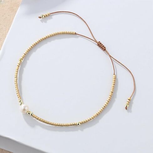 C·QUAN CHI New Pearl Beads Strand أسورة مصنوعة يدويا من نسيج ميوكي أساور الصداقة رفيعة قابلة للتعديل للفتيات أساور in Kuwait