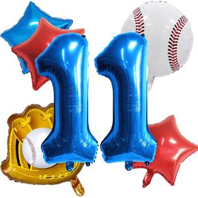 Baseball balloons, Baseball Birthday Decoration Sports Theme Birthday Party Decorations Supplies, 32 Inch Foil Mylar Sports Balloon, 10th Birthday Decorations for Boys (Number 10)