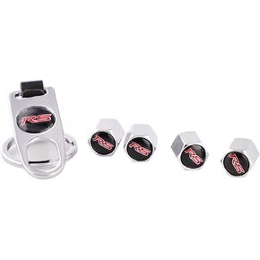 ZUNKOM 4Pcs RS Logo Car Tire Valve Caps and 1Pcs Wrench Keychain Universal Metal Combo Stem Air Caps Set for Chevy Camaro RS Corvette Silverado Colorado Suburban Tahoe Decoration Accessories (Silver)