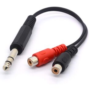 6.35 to RCA Splitter Cable, 6.35mm 1/4 inch TRS Stereo Jack Male to 2 RCA Phono Female Plug Adapter Cord 20cm/8inch