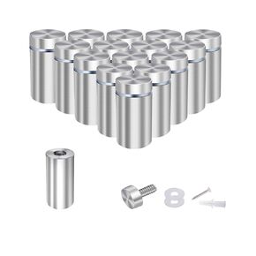 1/2" Dia x 1 3/5" L Standoffs Screws for Acrylic, Silver Sign Standoff Wall Mounts Hardware 16 Pack, Stainless Steel Stand Off Holder for Glass Board and Signage