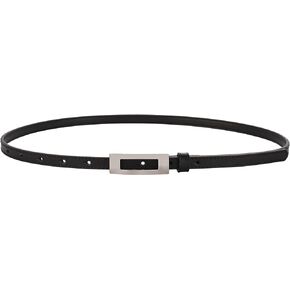 Earnda Women Thin Leather Belt Skinny Waist Belt for Jeans Pants Dress with Silver Buckle