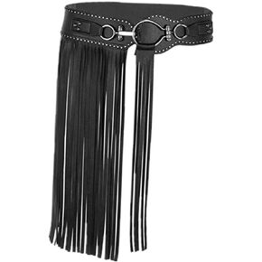 1pc Corpiños Para Leather Belt for Women Womens Black Leather Belt Punk Leather Waist Chain Fringe Belt