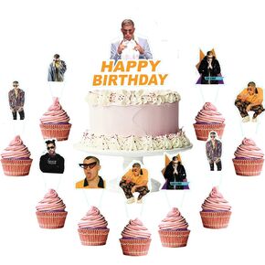 25 قطعة من لوازم حفلات أعياد الميلاد على شكل أرنب سيء على شكل أرنب راب، أغطية للكب كيك لحفلات أعياد الميلاد على شكل أرنب راب للأطفال كهدية وديكورات حفلات على شكل أرنب مغني الراب لتزيين الكيك in Kuwait