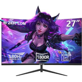 27" Curved Gaming Monitor, 144hz/180hz PC Monitor FHD 1080P VA Screen 1800R Computer Monitors, 1ms(GTG) with FreeSync & Eye-Care Technology, DisplayPort, HDMI, Support Wall Mount Install