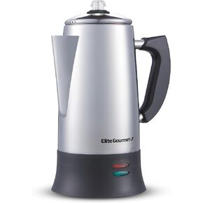 Elite Gourmet EC923 Electric Coffee Percolator, BPA Free, Keep Warm, Clear Brew Progress Knob, Cool-Touch Handle, Cordless Serve, 12-Cup, Stainless Steel