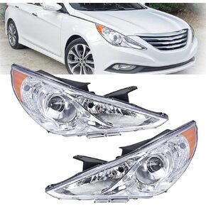 labwork Headlights Lamps Replacement for 2011-2014 Hyundai Sonata Projector Headlight Clear Lens Amber Corner ABS Plastic Polycarbonate Lens