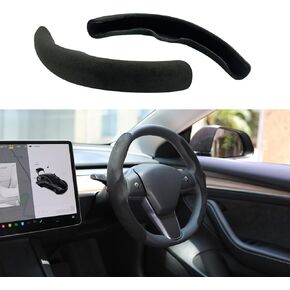for Tesla Steering Wheel Cover Model 3/Y ABS Carbon Fiber Steering Wheel Wrap Protector Comfortable Grip Interior Accessories for Tesla 2017-2023 Model 3 Model Y(Glossy Carbon Fiber)