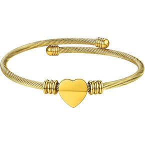 GOLDCHIC JEWELRY Personalized Heart Locket Bracelet That Holds Pictures for Women Girls, Stainless Steel Custom Adjustable Link Bracelets in Gold/Black