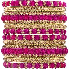 Aheli Ethnic Colorful Metal Bangles Chudha Set Stone Studded Bangle Set Indian Wedding Wear Fashion Jewelry for Women & Girls