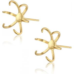 2 Pairs 925 Sterling Silver 6 Claws Earring Blank Stud Post Earwires Finding Earring Mounting fit 10-14mm Stone for DIY Jewelry Craft Making